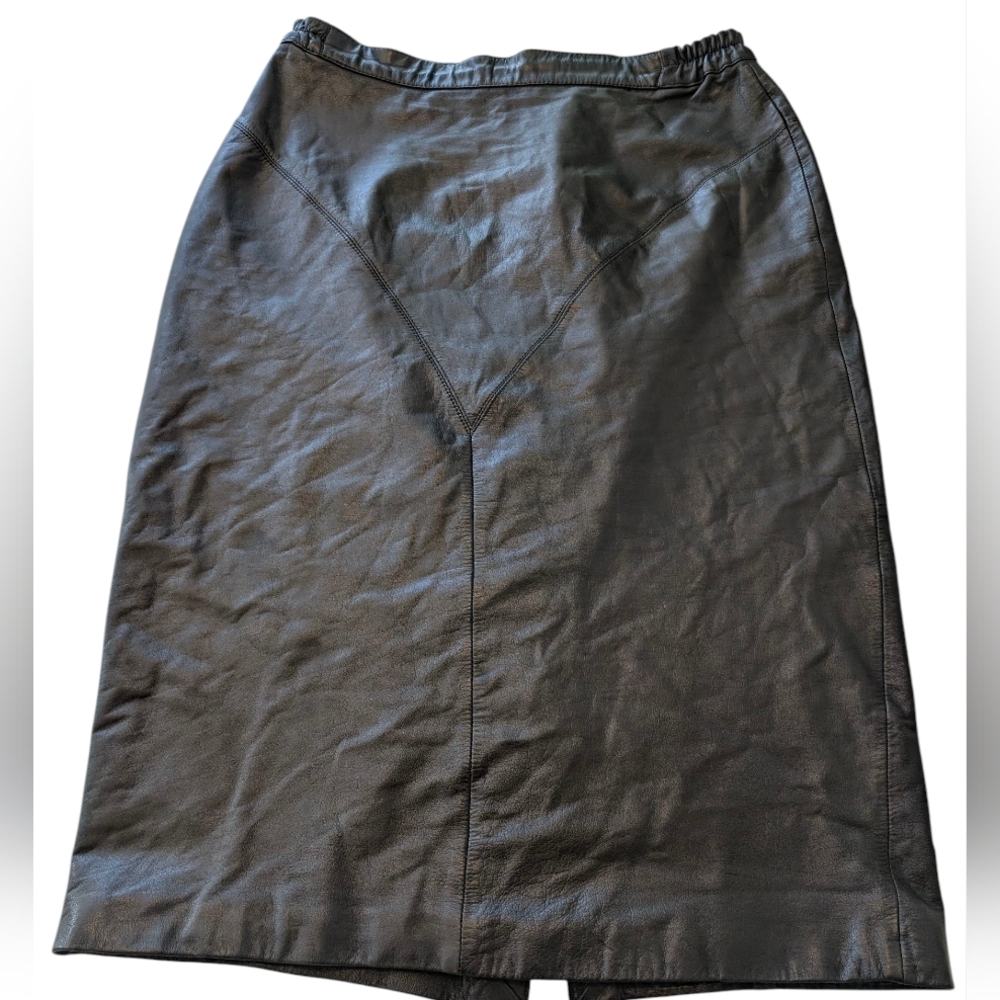 VTG G-III Leather Fashions maxi pencil skirt W snap up slit up the back. 14/16